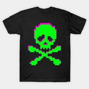 Neon Green Pink Skull Crossbones Punk T-Shirt